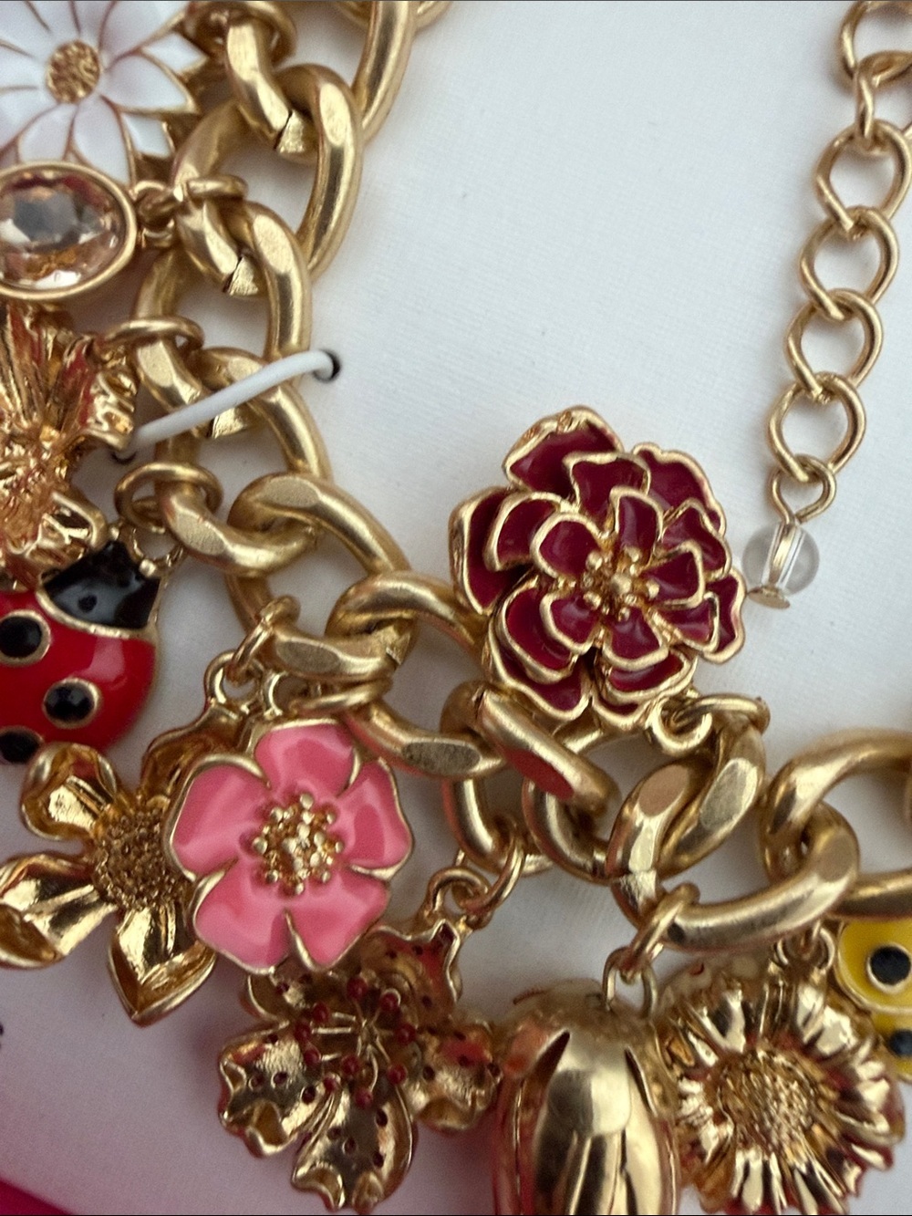 Piper K | Gold Tone Adjustable Lady Bug Bee Flower Charm Bracelet 🐞🌸🌷🦋 - Picture 7 of 12